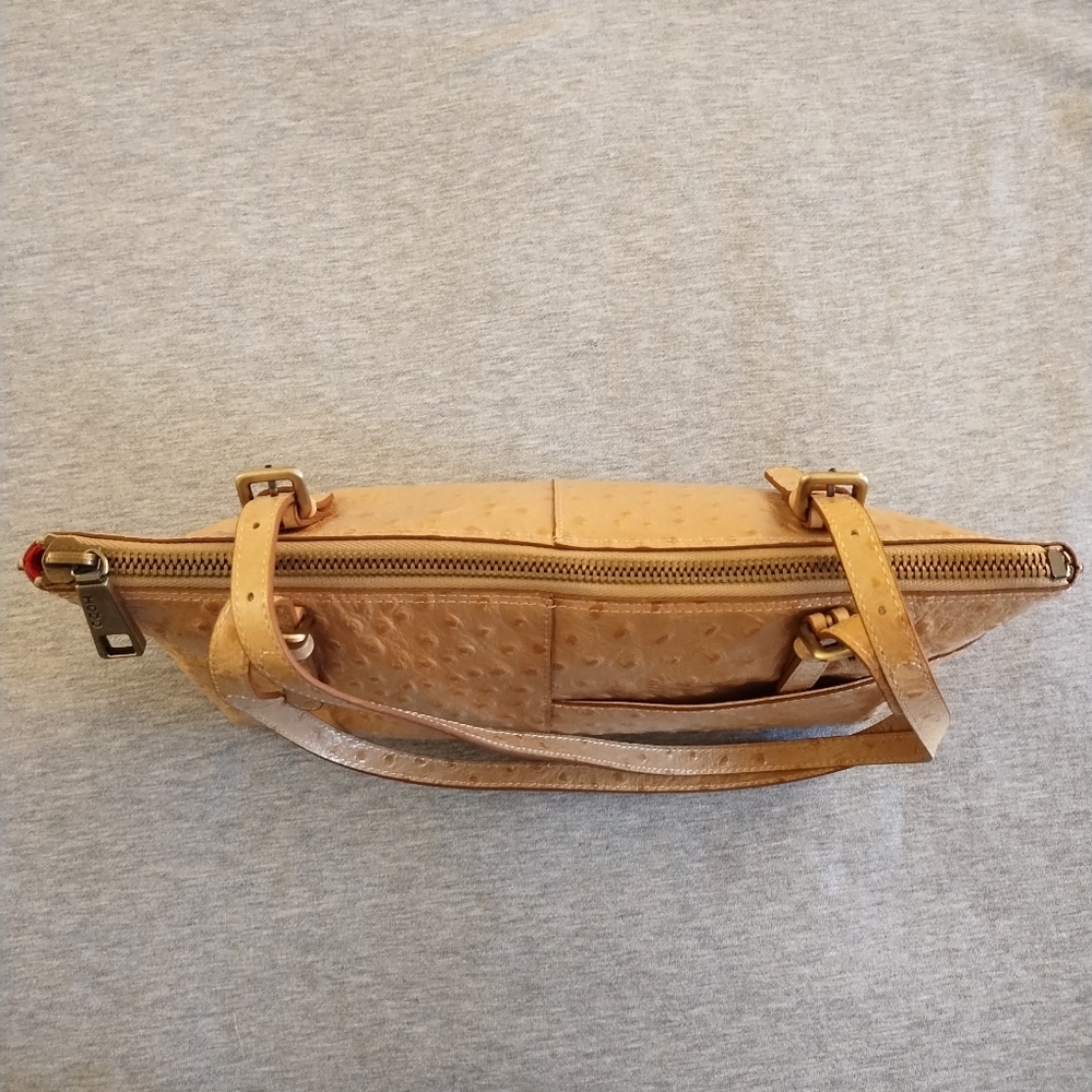 HOBO International Angelica Shoulder Bag Beige Leather Embossed Ostrich Design - Picture 10 of 16